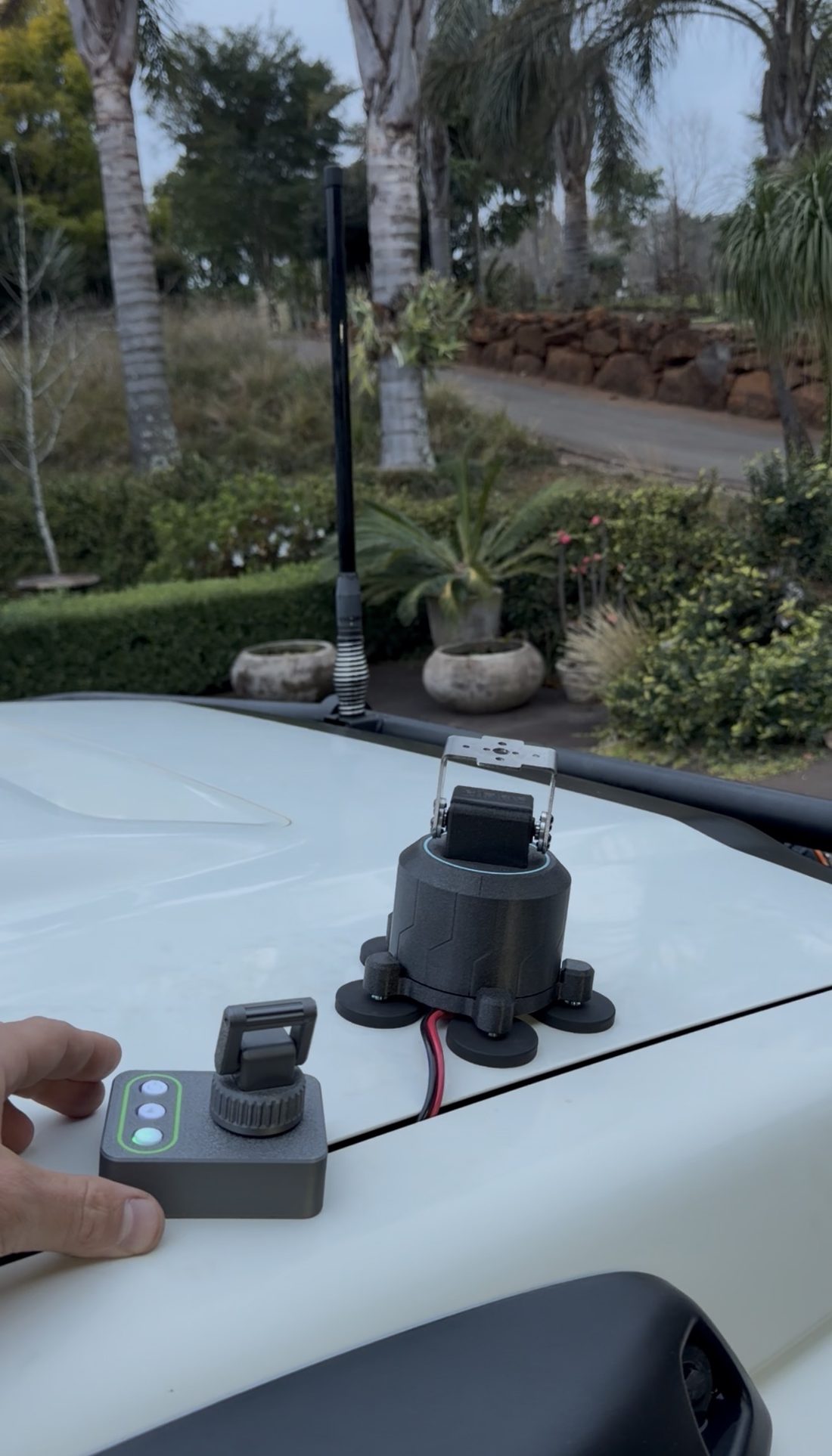 Knox spotlight gimbal mounted at night